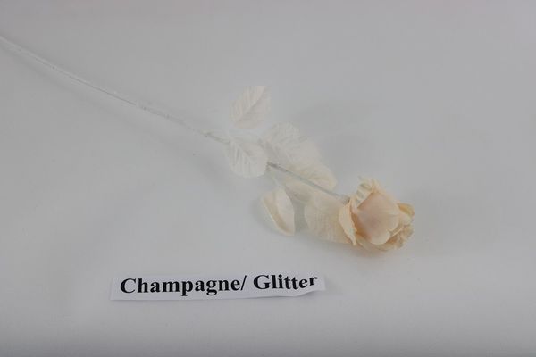 Satin single rose with glitter