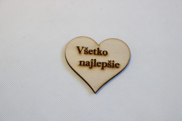 Srdce s nápisom Všetko najlepšie - Drevo